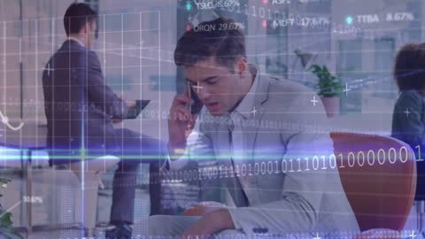 Data Processing Overlap Business People in Office Setting