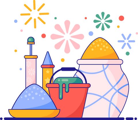 transparent festival scene with powders and fireworks vector - Download Free Stock Videos Pikwizard.com