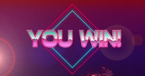 Exciting 'You Win' Digital Banner with Neon Effect
