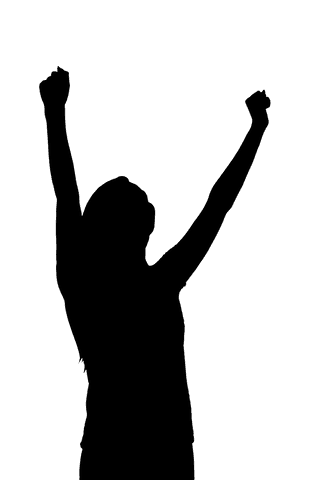 Silhouette outline of woman on transparent background