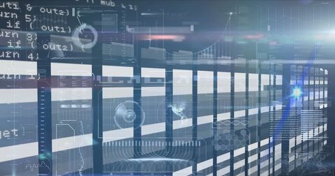 Digital Interface Concept with Server Room Elements - Download Free Stock Images Pikwizard.com