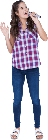 transparent woman singing with microphone full length - Download Free Stock Videos Pikwizard.com