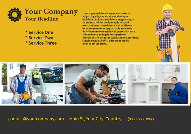 Skilled Tradesman Flyer Ad Template for Construction Services - Download Free Stock Templates Pikwizard.com