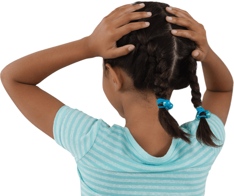 transparent background girl resting hands on braided hair in striped shirt - Download Free Stock Videos Pikwizard.com