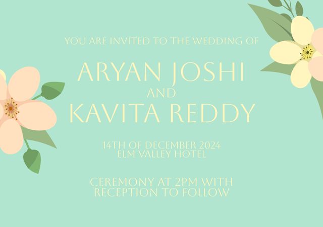 This elegant wedding invitation features a soft floral design on a pastel background, perfect for a romantic and stylish event. It includes all essential wedding details and can be used for personalized wedding announcements, digital invitations, or physical printed invites. Ideal for those seeking a sophisticated and modern touch to their special day’s stationery.