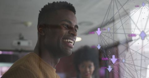 African American Man Connecting Through Digital Network Interface