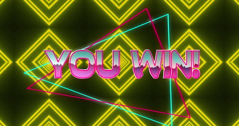 Digital Victory Message with Neon Geometrics