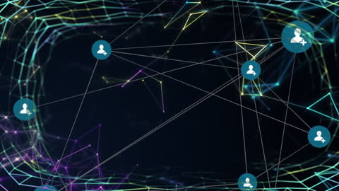 Futuristic Network Connections with Floating Icons