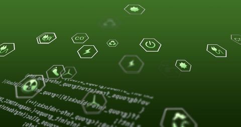Eco-Friendly Data Symbols on Green Technology Background - Download Free Stock Images Pikwizard.com