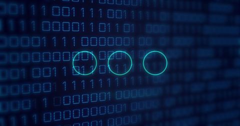 Neon Circles Over Binary Code on Digital Screen Interface - Download Free Stock Images Pikwizard.com