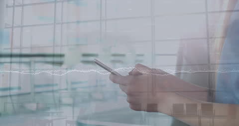 Businesswoman Analyzing Data on Smartphone with Holographic Displays