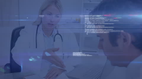 Doctor Consulting Patient with Digital Overlay