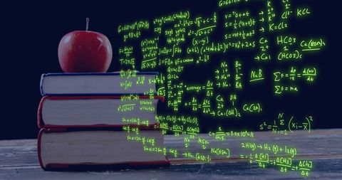 Mathematical Data Visualization with Apple and Stack of Books - Download Free Stock Images Pikwizard.com