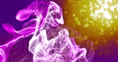 Abstract Digital Wave with Yellow Glowing Spots on Purple Background - Download Free Stock Images Pikwizard.com