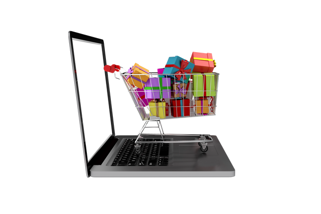 Transparent Laptop with Shopping Trolley Vector Illustration - Download Free Stock Videos Pikwizard.com