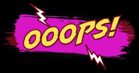 colorful retro design featuring text oops highlighted with bold colors and lightning elements. playful and vibrant style ideal for marketing materials, social media graphics, or creative projects emphasizing surprise or mistakes. utilizes a nostalgic comic book aesthetic, perfect for entertainment, promotions, or artistic works. great for conveying humor or a lively catch in any context.