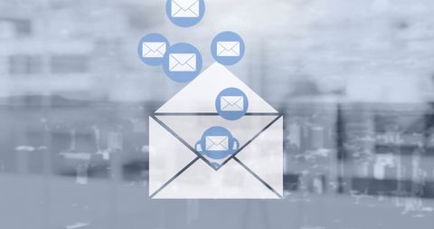 Digital Communication Simplified with Email Icons Desaturated Cityscape - Download Free Stock Images Pikwizard.com