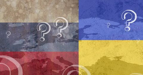 International relations and conflict conceptual image with flags