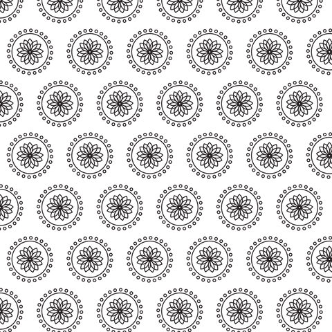 Black floral pattern seamless on transparent background