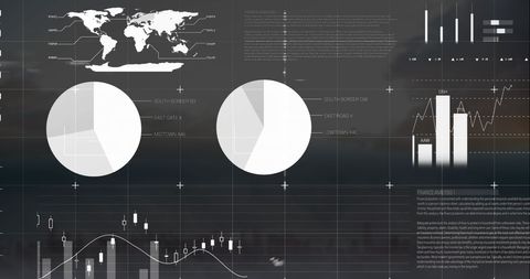 Infographic Interface Overlay with Cityscape Backdrop and Global Data - Download Free Stock Images Pikwizard.com