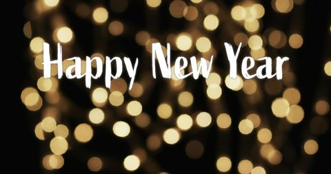 Happy New Year Over Glowing Lights Bokeh Background