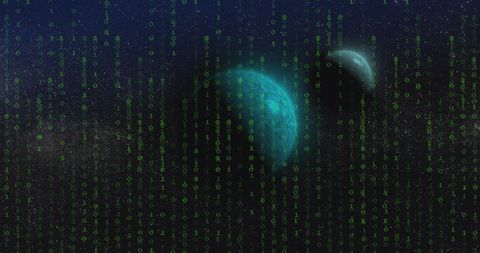 Digital Binary Matrix Surrounding Digital Globe in Space - Download Free Stock Images Pikwizard.com