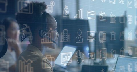 Digital communication concept with african american businesswoman