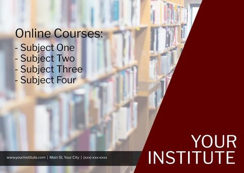 promotional online course ad with blurred library background - Download Free Stock Templates Pikwizard.com
