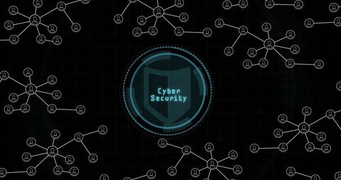 Digital Cyber Security Network with Shield Icon