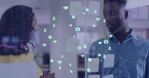 Diverse Colleagues Brainstorming with Medical Network Visualization - Download Free Stock Images Pikwizard.com