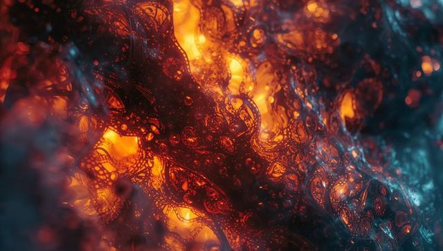 Intricate Fractal with Molten Glow in Futuristic Scene