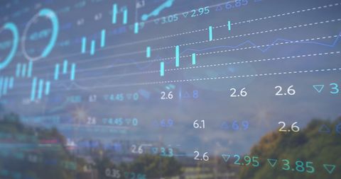 Financial Data Analytics Overlaid on Cityscape - Download Free Stock Images Pikwizard.com