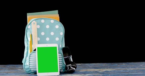 Backpack with School Supplies and Green Screen Tablet - Download Free Stock Images Pikwizard.com