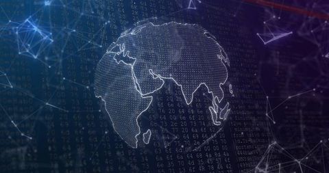 Digital Globe with Data Streams and Network Connectivity