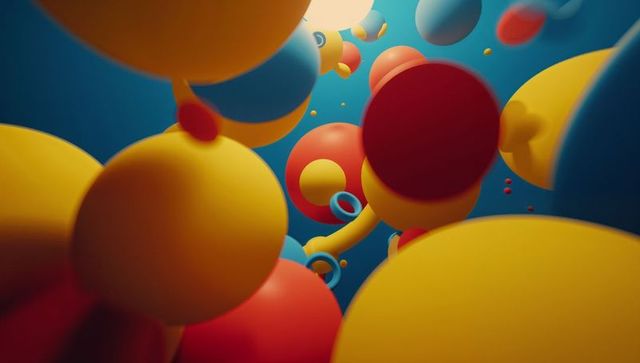 Vibrant spheres and rings in abstract digital space