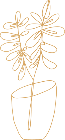 Yellow double line art of potted plant on transparent