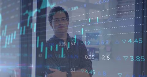 businessman overlaid with stock market data in modern office - Download Free Stock Images Pikwizard.com