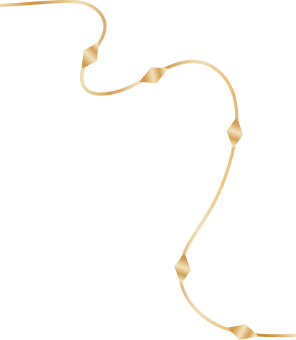 Elegant golden ribbon with diamond facets on transparent background