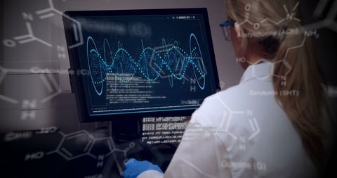 Biochemist Analyzing DNA Sequencing Data on Computer Screen - Download Free Stock Images Pikwizard.com