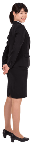 Smiling Asian Businesswoman Standing on Transparent Background, Professional Pose