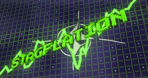 Stagflation Concept with NATO Flag and Data Processing