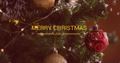Festive Christmas Tree with Baubles and Holiday Wishes - Download Free Stock Images Pikwizard.com