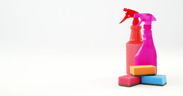 Colorful Cleaning Supplies with Spray Bottles and Sponges - Download Free Stock Images Pikwizard.com