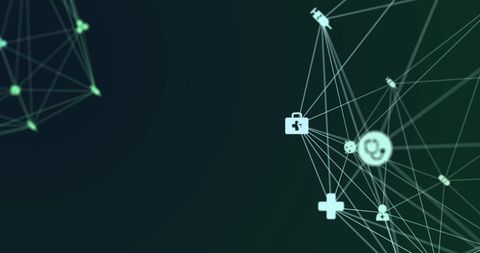 Digital Network with Medical Icons on Green Background - Download Free Stock Images Pikwizard.com