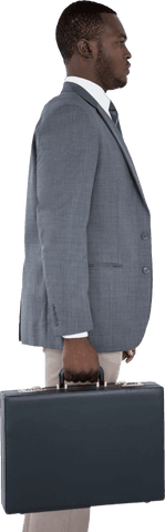 Transparent Profile View of Businessman Holding Briefcase