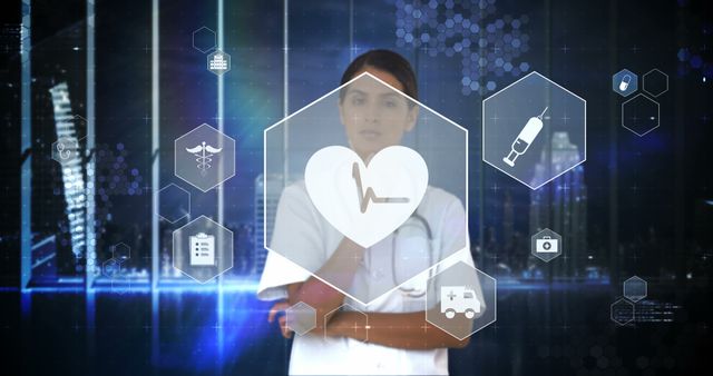 Male doctor touching virtual digital interface screen 4k