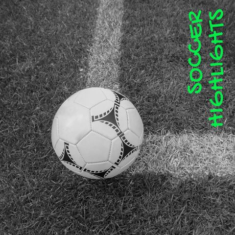 black and white soccer ball on green field with highlights text - Download Free Stock Templates Pikwizard.com
