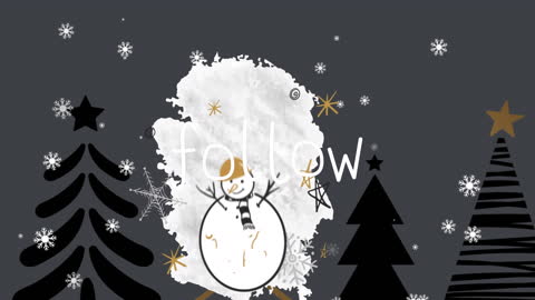 Seasonal Greetings Banner with Snowman and Trees Animation