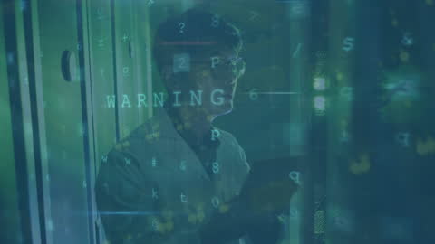 Cybersecurity Expert Accessing Data in Server Room