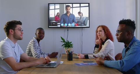 Diverse Team Conducting Online Business Video Conference - Download Free Stock Images Pikwizard.com